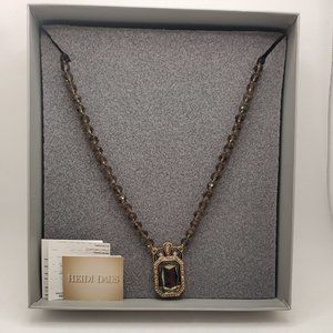 HEIDI DAUS "THE DECO TRILOGY" Emerald Cut Crystal Beaded Necklace ~ Smoky Quartz